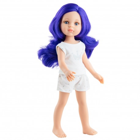 Кукла Мар с фиолет волосами в пижаме, 32 см Paola reina 13218