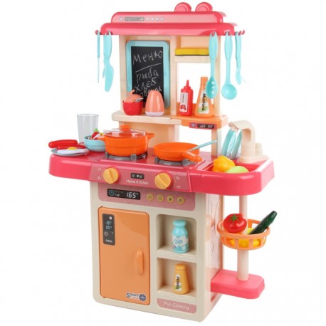 Кухня детская игровая (свет, звук вода), 42 предмета (оранжево-розовая)